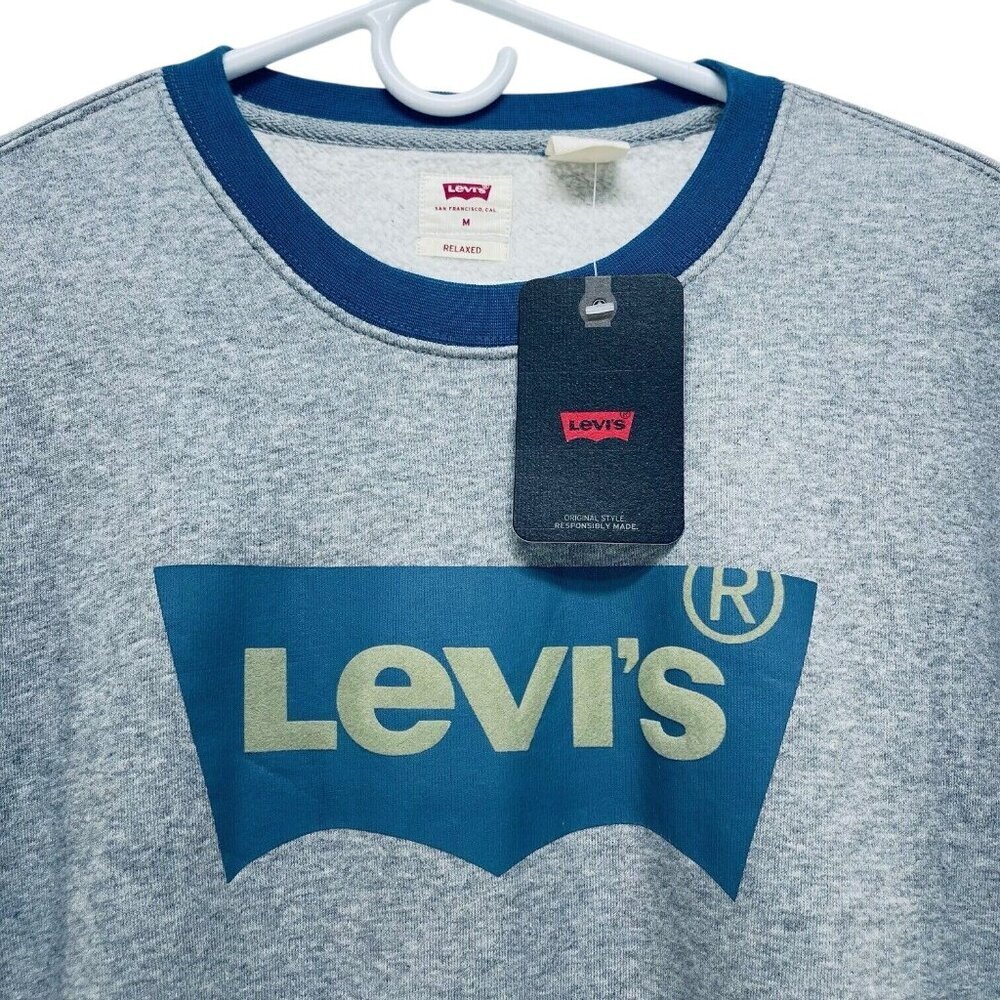 Levi’s Sweatshirt Size M Men’s Gray Relaxed Fit Pullover Graphic Print Logo New - Picture 7 of 11